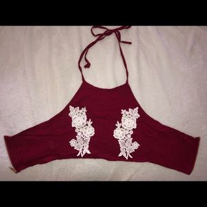 Women’s Red Halter Crop Top